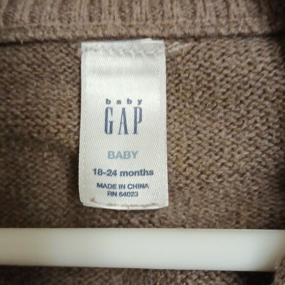 🩷GAP Baby's Size 18-24M Brown/Blue Zip Up Sweater - Picture 6 of 8